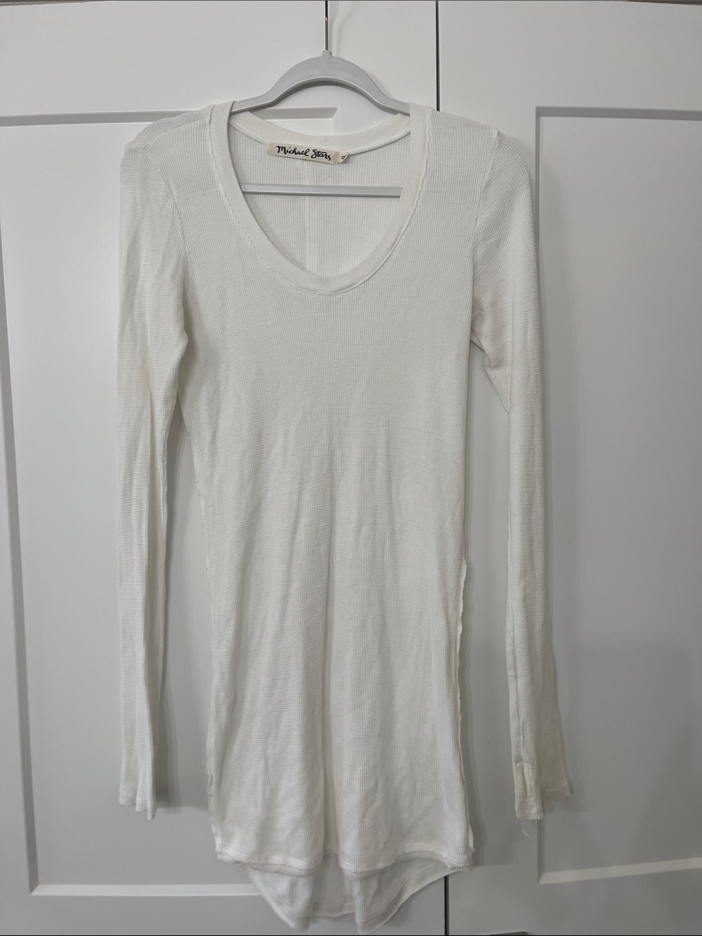 Michael Stars Cream Scoop Neck Long-Sleeve Tee